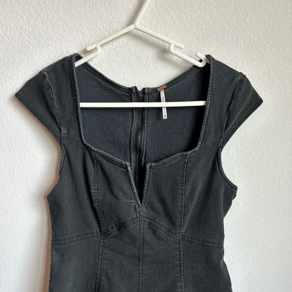 Lia Denim Free People Bodycon True Black Denim Dress - Picture 10 of 10